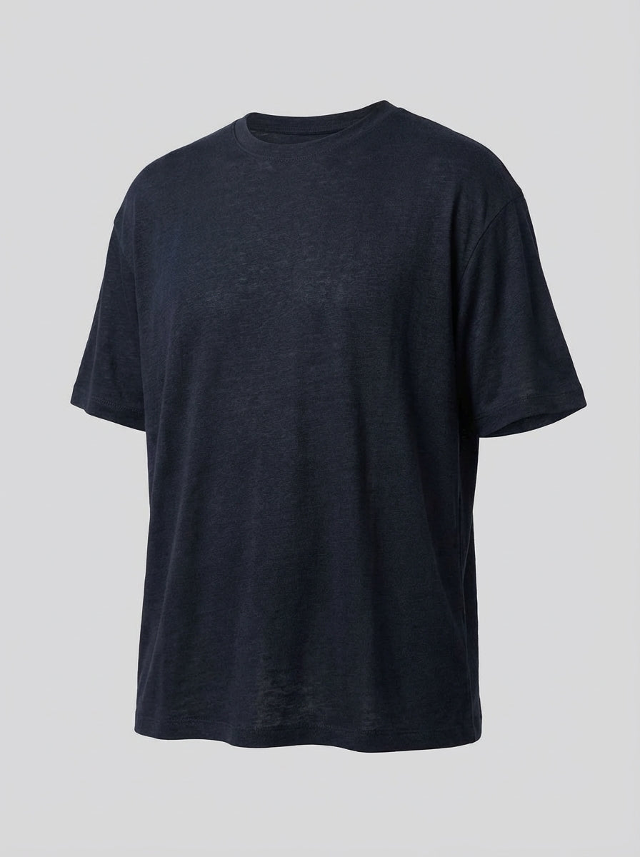 Black t-shirt on a light gray background